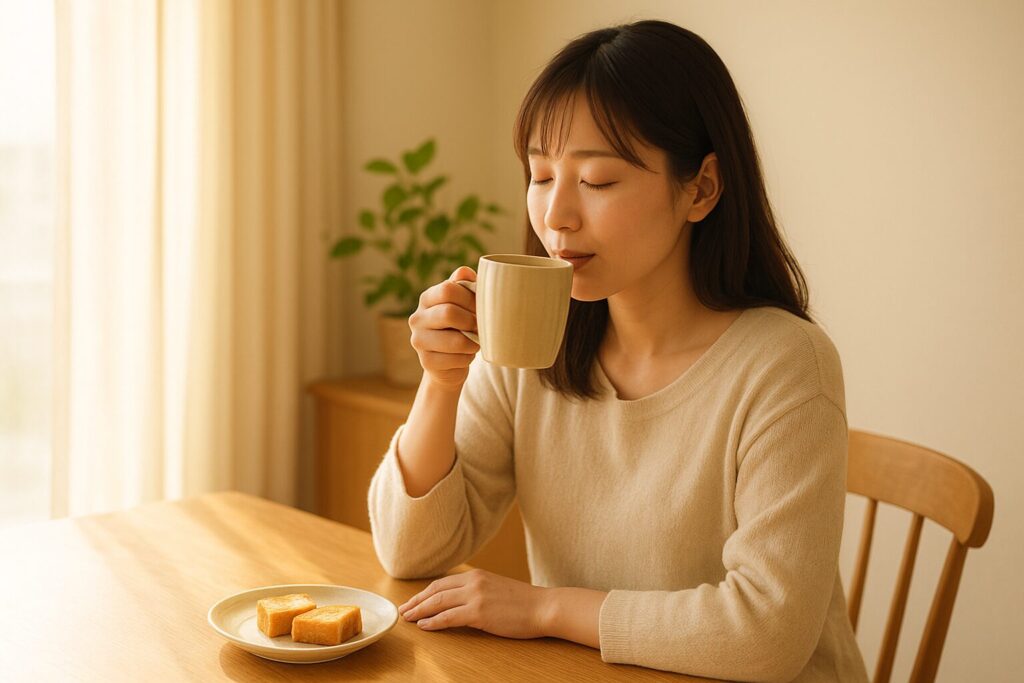 ほっとしている女性の姿